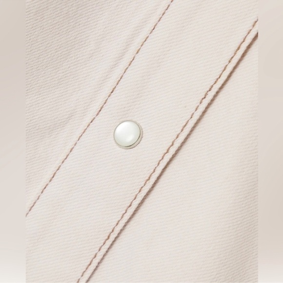 Ganni Ruffled Two-Tone Lilac Lavender organic Denim Shirt Jacket Shacked BNWT - Picture 5 of 12